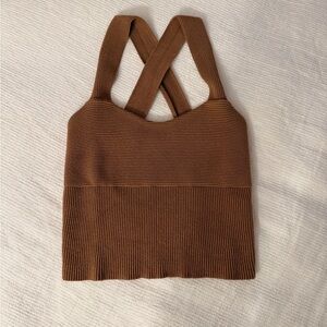 A&F - Brown ribbed cross back tank